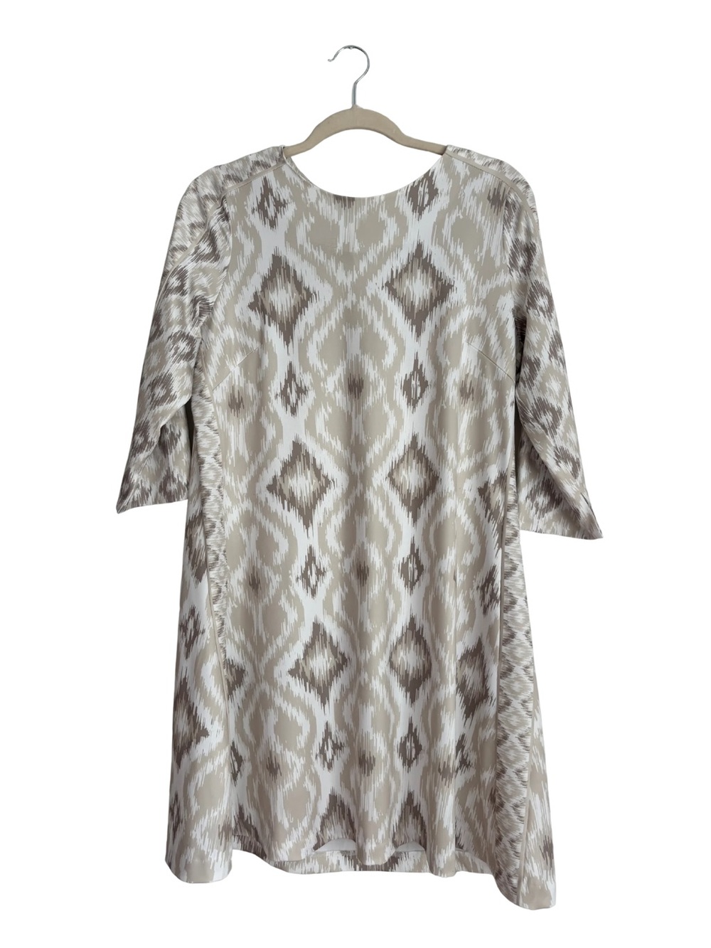 Gretchen Scott Designs Beige and Taupe Ikat Shift Dress